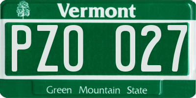 VT license plate PZO027