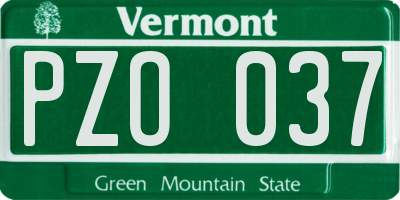 VT license plate PZO037