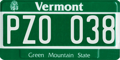 VT license plate PZO038