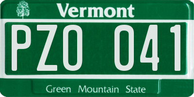 VT license plate PZO041