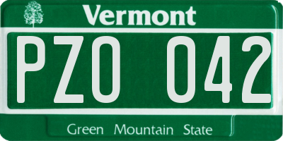 VT license plate PZO042