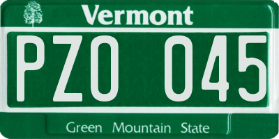 VT license plate PZO045