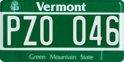 VT license plate PZO046