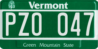 VT license plate PZO047