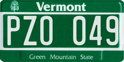 VT license plate PZO049