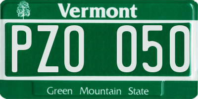 VT license plate PZO050