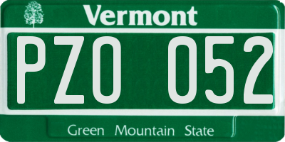 VT license plate PZO052