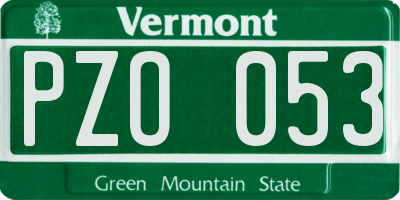 VT license plate PZO053