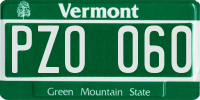 VT license plate PZO060