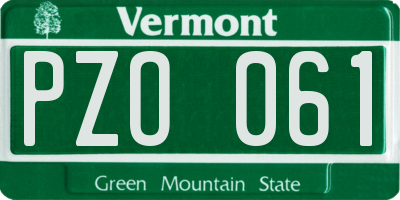 VT license plate PZO061