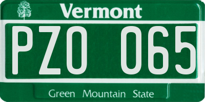 VT license plate PZO065
