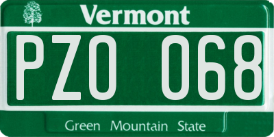 VT license plate PZO068