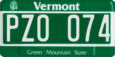 VT license plate PZO074