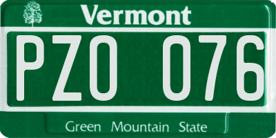 VT license plate PZO076