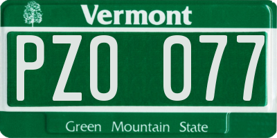 VT license plate PZO077