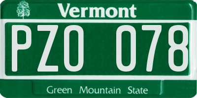 VT license plate PZO078