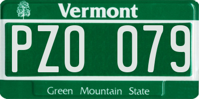 VT license plate PZO079