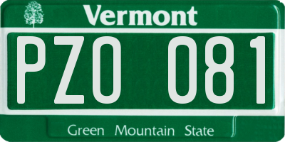 VT license plate PZO081