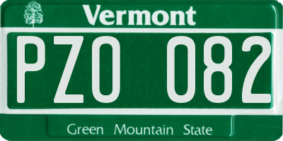 VT license plate PZO082