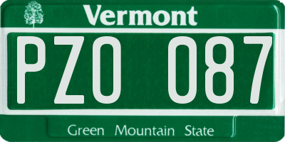 VT license plate PZO087