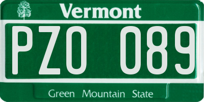 VT license plate PZO089