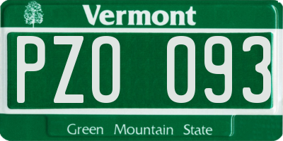 VT license plate PZO093