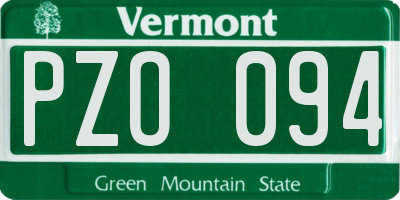 VT license plate PZO094