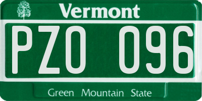 VT license plate PZO096