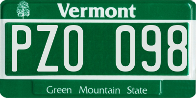 VT license plate PZO098