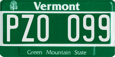 VT license plate PZO099