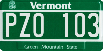 VT license plate PZO103
