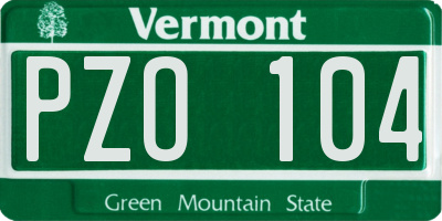VT license plate PZO104