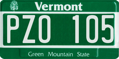 VT license plate PZO105
