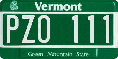 VT license plate PZO111
