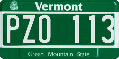 VT license plate PZO113