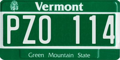 VT license plate PZO114