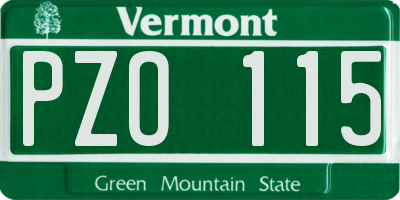 VT license plate PZO115