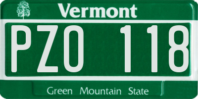 VT license plate PZO118