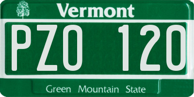 VT license plate PZO120