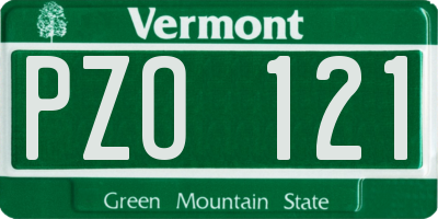 VT license plate PZO121