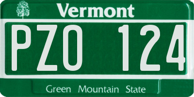 VT license plate PZO124