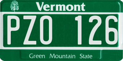 VT license plate PZO126