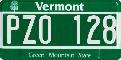 VT license plate PZO128