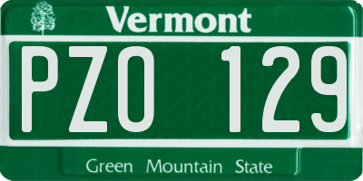 VT license plate PZO129