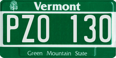 VT license plate PZO130