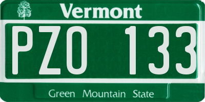 VT license plate PZO133