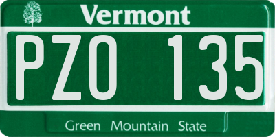 VT license plate PZO135