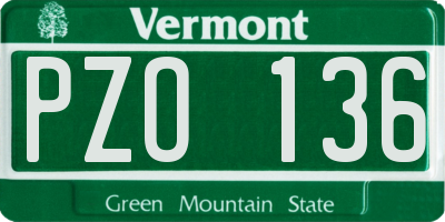 VT license plate PZO136