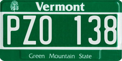 VT license plate PZO138