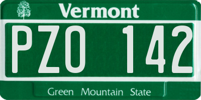 VT license plate PZO142